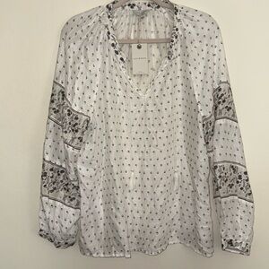 Lucky Brand Cream Long Sleeve Boho Blouse Size XL